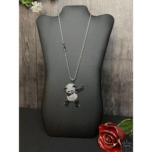 Silver Finish Cute Panda Bear Pendant Necklace